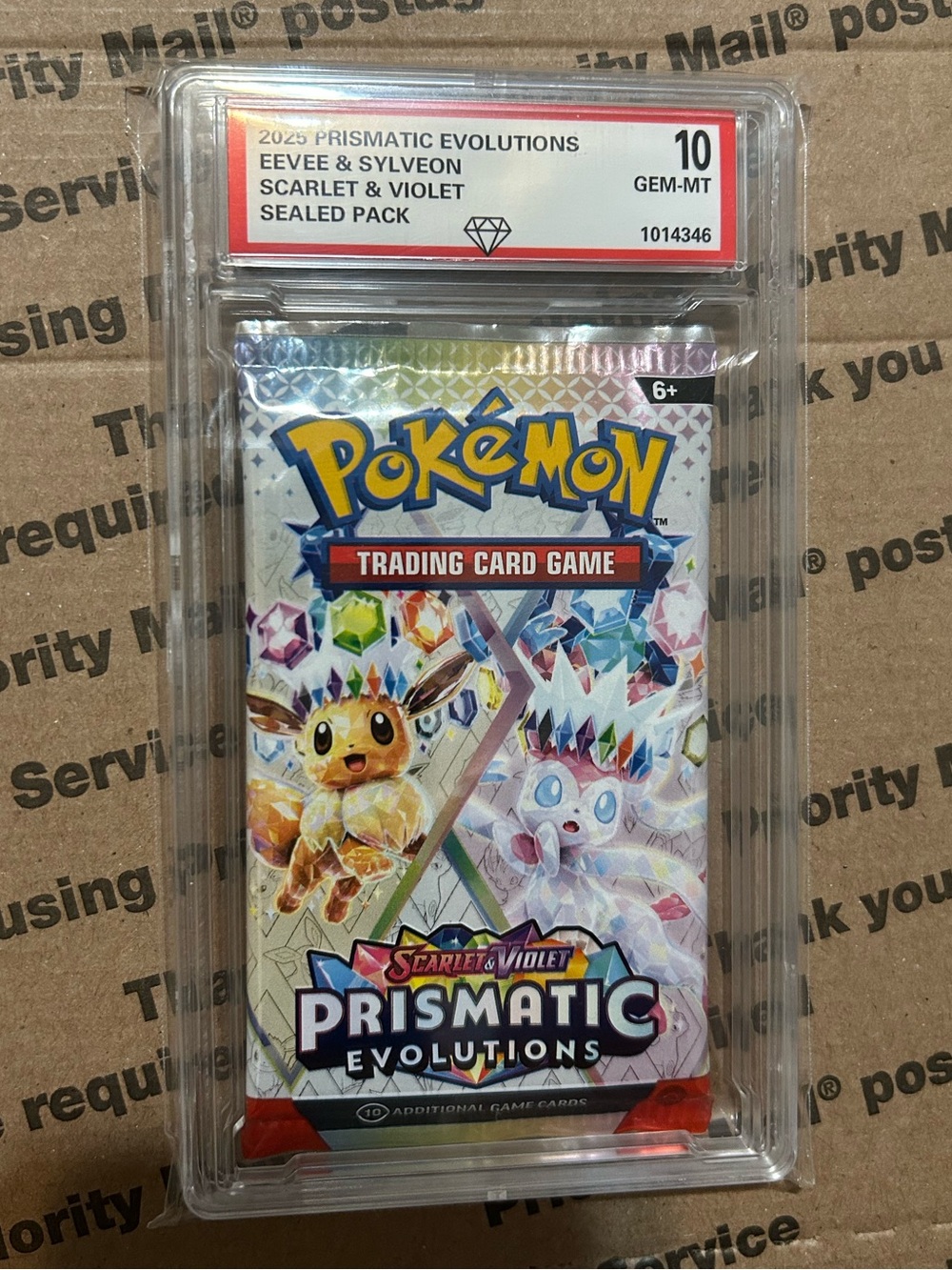 10 GEM-MT Pokemon TCG Prismatic Evolutions "Eevee x Sylveon" Graded Sealed Pack